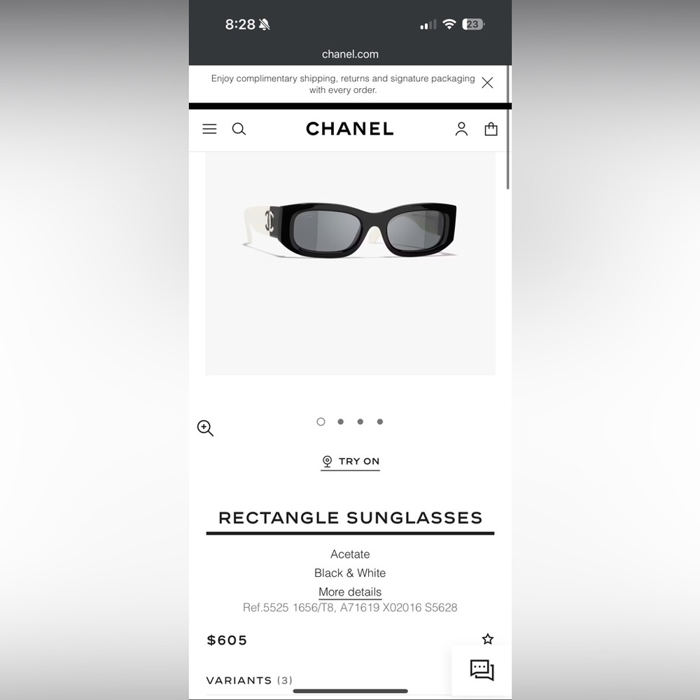 Chanel Black And White Rectangular Sunglasses - image 1
